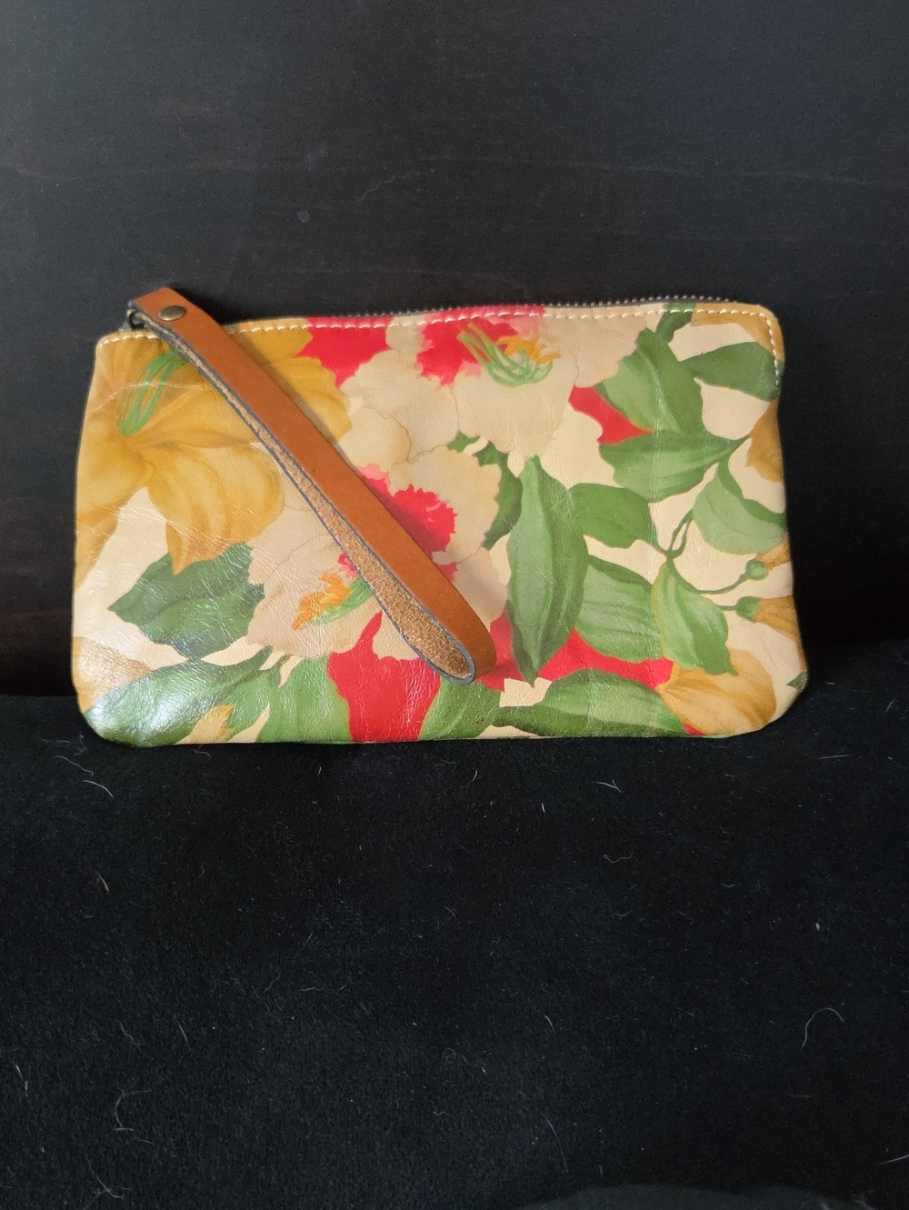 Patricia Nash Spring Lily Floral Italian Leather Wristlet Clutch